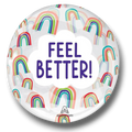 Globo burbuja PartyStore de 18 pulgadas con diseño de arcoíris coloridos y el mensaje Feel Better en el centro