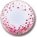 Globo burbuja PartyStore de 22 pulgadas transparente con confeti de corazones rojos y rosas para decoracion