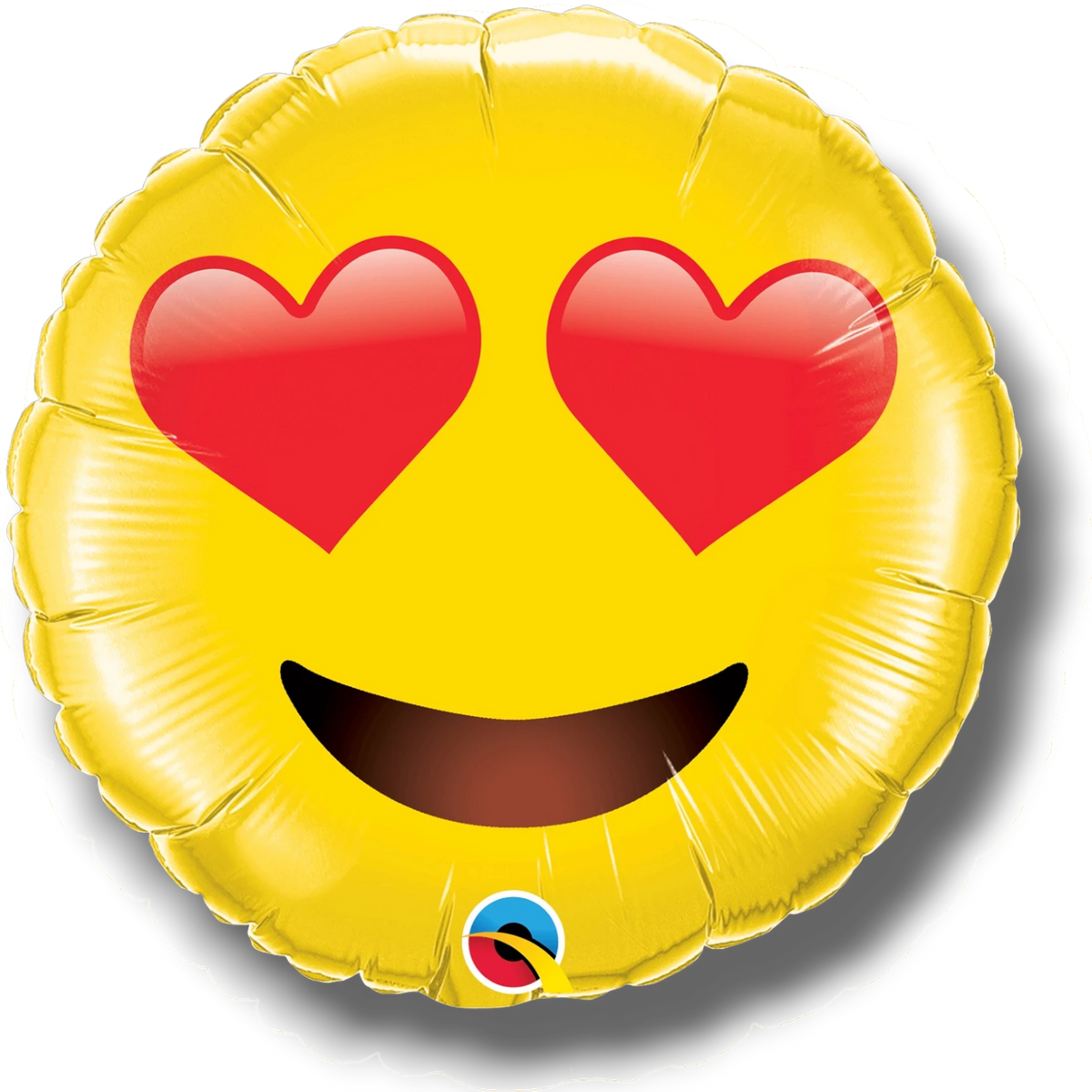 Globo metalizado PartyStore de 28 pulgadas con diseño de carita enamorada y ojos de corazón en color amarillo