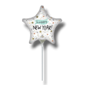 Globo de estrella PartyStore de 9 pulgadas con diseño Happy New Year, estrellas doradas y detalles festivos
