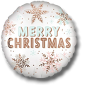 Globo PartyStore de 18 pulgadas con acabado satinado, diseño de copos de nieve y texto Merry Christmas en tonos pastel