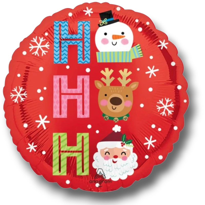 Globo redondo PartyStore de 18 pulgadas con diseño navideño de muñeco de nieve, reno, Santa Claus y texto HoHoHo