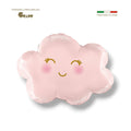 Globo de aluminio PartyStore en forma de nube color rosa pastel con cara sonriente y mejillas sonrosadas