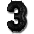 Globo metalizado PartyStore en forma de numero 3 de color negro de 36 pulgadas para decoracion de fiestas