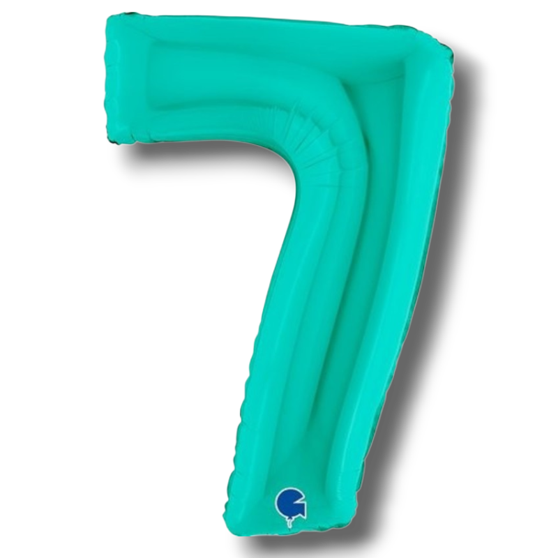 Globo metálico PartyStore en forma de número 7 color azul tiffany de 40 pulgadas para decoración de fiestas