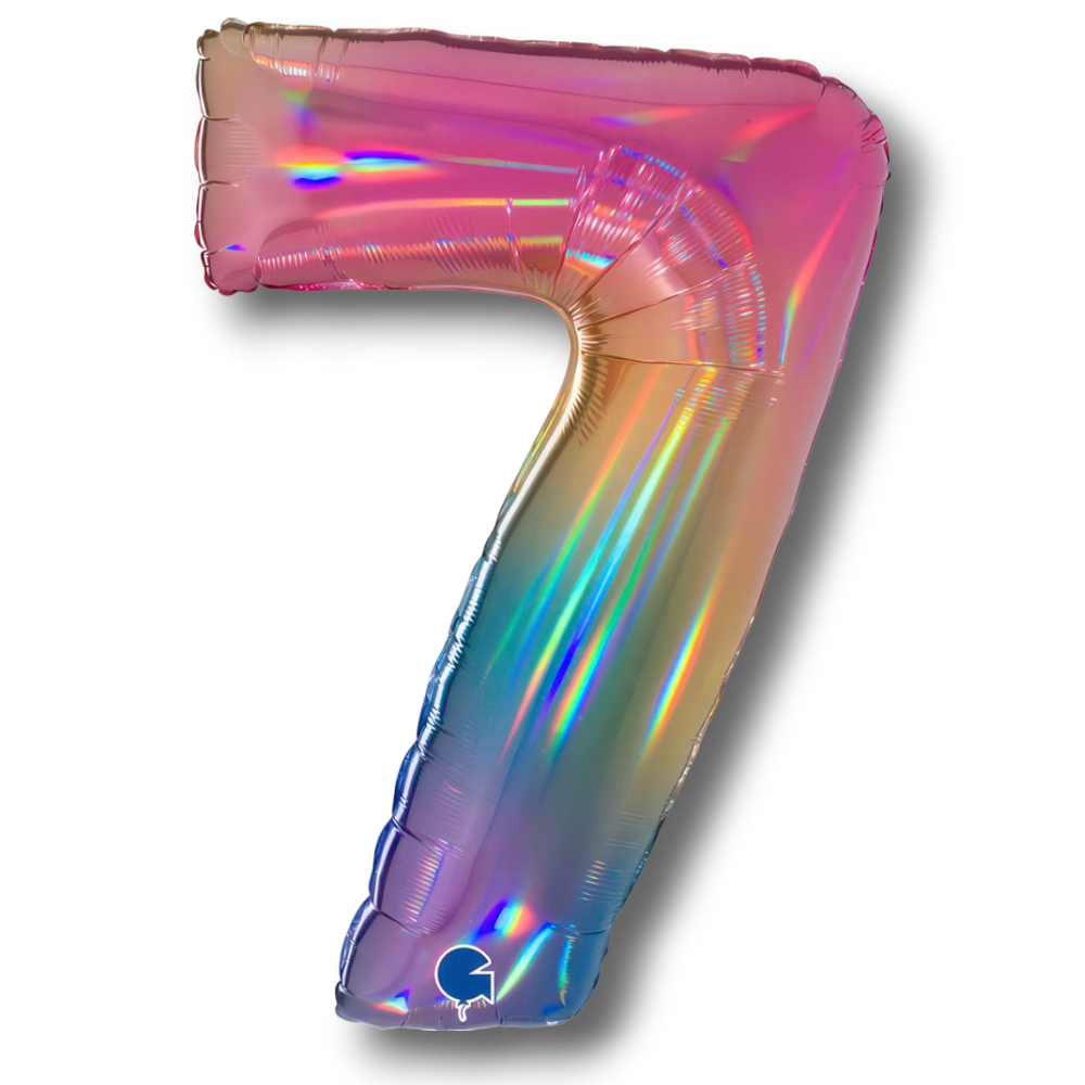 Globo metalizado PartyStore en forma de numero 7 con acabado tornasol iridiscente de 40 pulgadas
