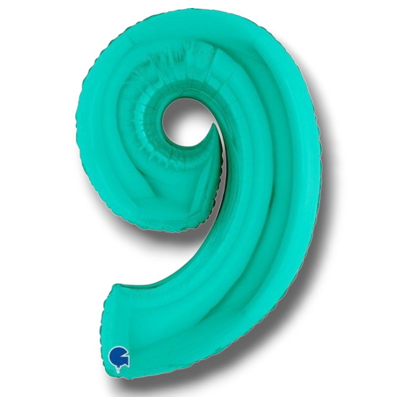 Globo metalizado PartyStore en forma de numero 9 color tiffany de 40 pulgadas para decoracion de fiestas