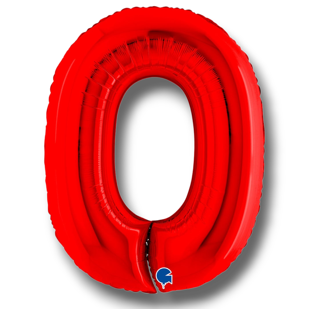 Globo metalizado PartyStore en forma de numero 0 de color rojo brillante de 40 pulgadas para decoracion de fiestas