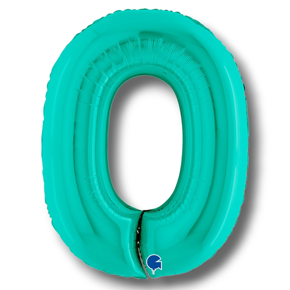 Globo metalizado PartyStore en forma de numero 0 de 40 pulgadas en color tiffany brillante