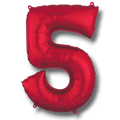 Globo metalizado rojo en forma de numero 5 de 36 pulgadas para decoracion de fiestas de PartyStore