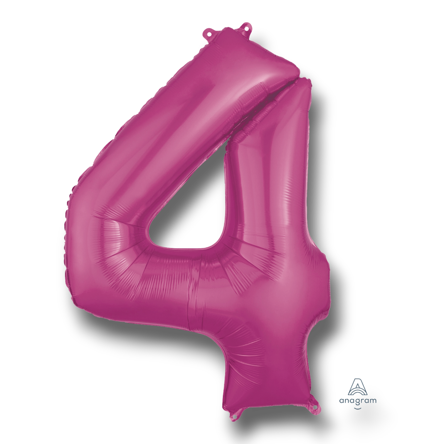 Globo metalizado PartyStore en forma de numero 4 de color magenta brillante de 36 pulgadas para decoracion de fiestas
