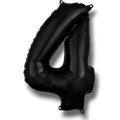 Globo metálico PartyStore en forma de número 4 de color negro de 36 pulgadas para decoración de fiestas
