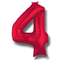 Globo metalizado PartyStore en forma de numero 4 de color rojo brillante de 36 pulgadas para decoracion de fiestas