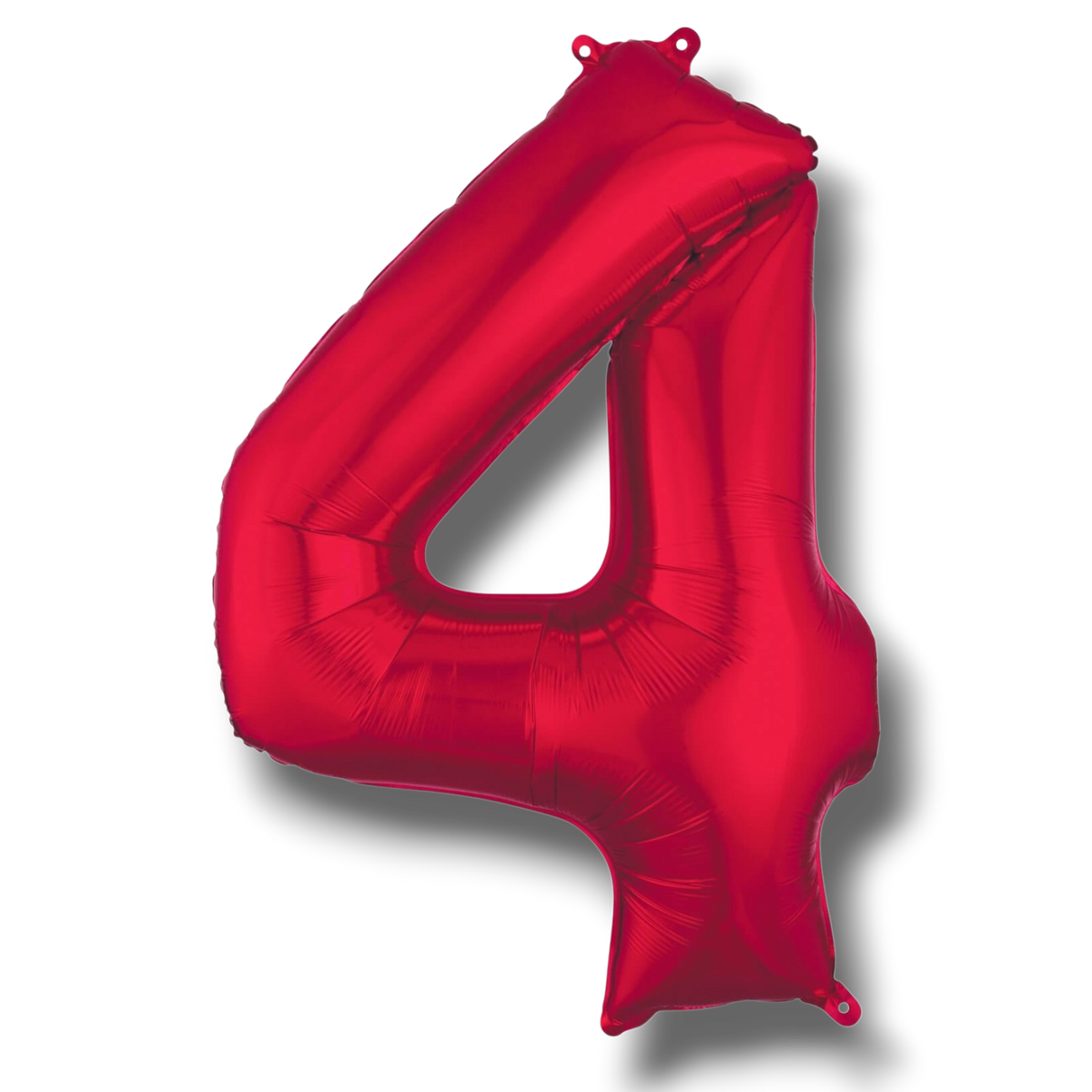 Globo metalizado PartyStore en forma de numero 4 de color rojo brillante de 36 pulgadas para decoracion de fiestas