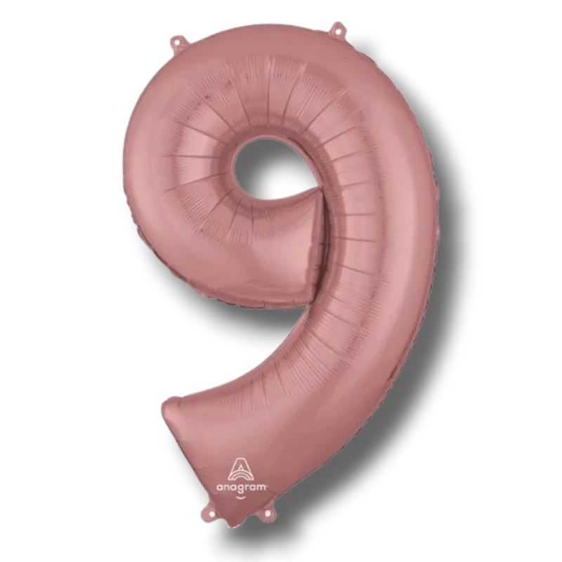 Globo metalizado PartyStore en forma de numero 9 de color oro rosa de 26 pulgadas para decoracion de fiestas
