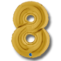 Globo metalizado PartyStore en forma de numero 8 de color dorado brillante para decoracion de fiestas