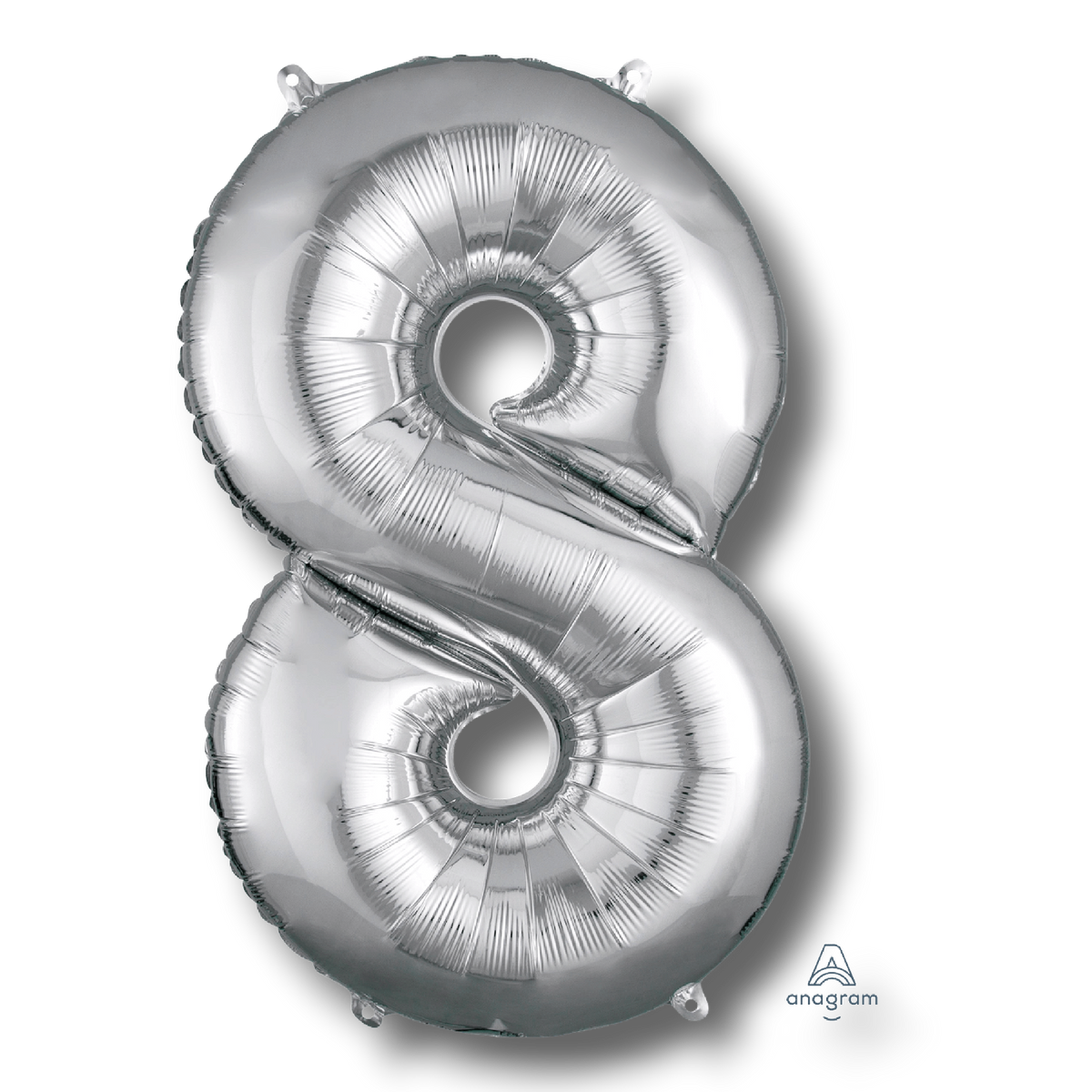 Globo de helio PartyStore en forma de numero 8 de 36 pulgadas en color plata metalizado para decoracion de fiestas