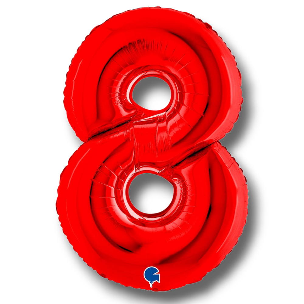 Globo metalizado PartyStore en forma de numero 8 de color rojo brillante de 40 pulgadas para decoracion de fiestas