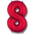 Globo metalizado rojo en forma de numero 8 de 36 pulgadas de PartyStore para decoracion de fiestas