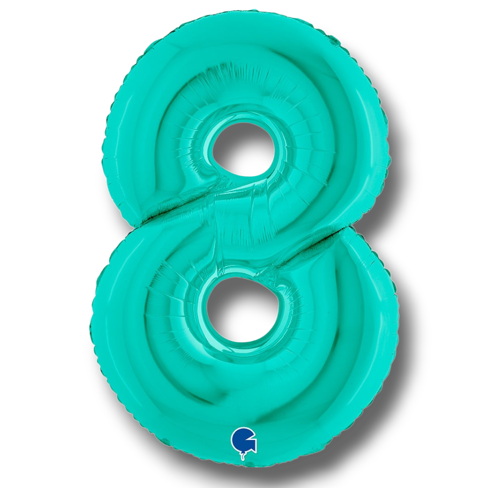 Globo metalizado PartyStore en forma de numero 8 color tiffany de 40 pulgadas para decoracion de fiestas