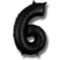 Globo metalizado PartyStore en forma de numero 6 de color negro de 36 pulgadas para decoracion de fiestas