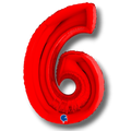 Globo metálico rojo en forma de número 6 de 40 pulgadas para decoración de fiestas de PartyStore