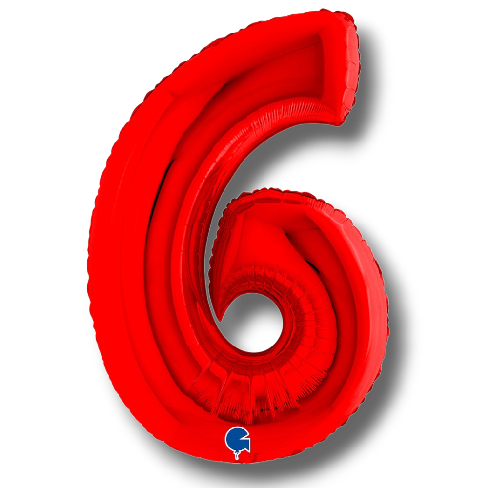 Globo metálico rojo en forma de número 6 de 40 pulgadas para decoración de fiestas de PartyStore