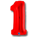 Globo metalizado rojo en forma de numero uno de 40 pulgadas para decoracion de fiestas de PartyStore