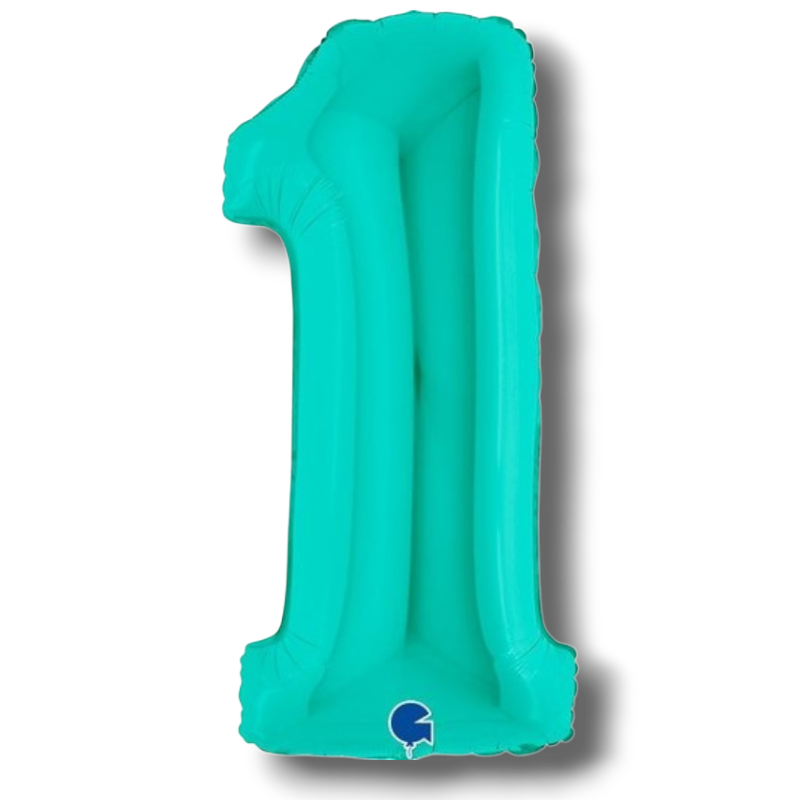 Globo metálico PartyStore en forma de número 1 color azul tiffany de 40 pulgadas para decoración de fiestas
