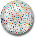 Globo esférico PartyStore Orbz con estampado de confeti colorido y formas geométricas para celebraciones