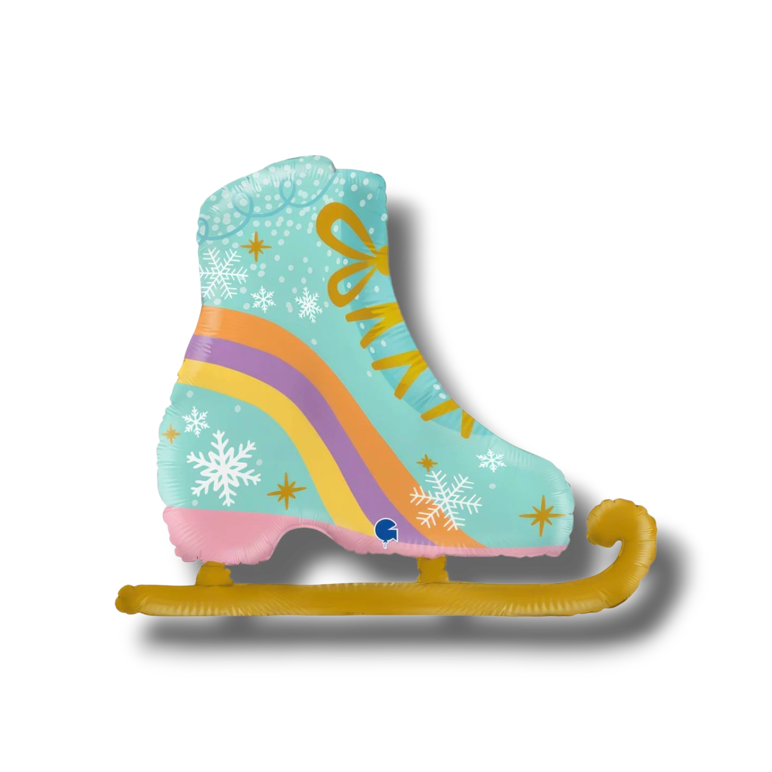 Globo 27" Ice Skate C/1 de PartyStore, globo de papel aluminio con diseño de patín de hielo azul y copos de nieve