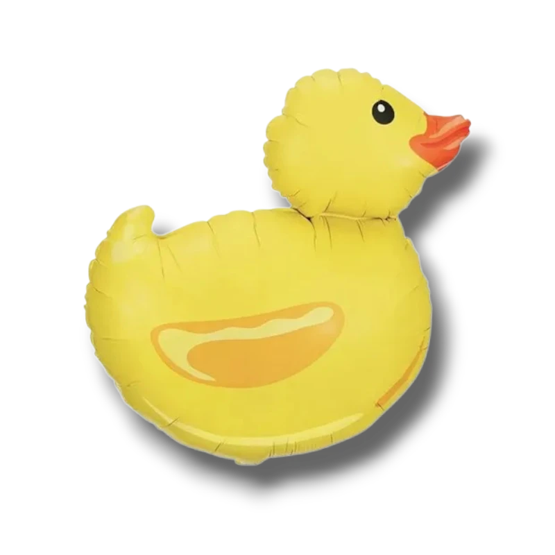 Globo de PartyStore con forma de patito amarillo de goma, ideal para decoraciones de fiestas infantiles