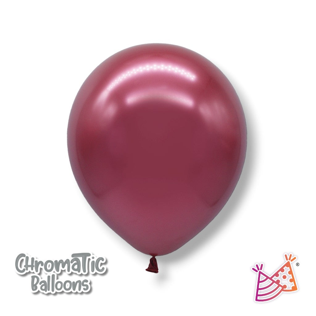 Globo PartyStore de 9 pulgadas en color rosa cromo con acabado brillante y metálico para decoración de fiestas