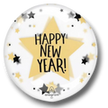Globo PartyStore Happy New Year transparente con estrellas doradas y negras impresas para decoracion de fiestas