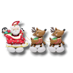 Globo AirLoonz PartyStore de Santa Claus en trineo con dos renos y un pingüino para decoración navideña