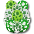 Globos de látex PartyStore de 12 pulgadas con diseño de hojas tropicales en tonos verde y blanco