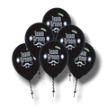 Set de 6 globos negros PartyStore con estampado blanco Team Groom, bigote y pajarita para despedida de soltero
