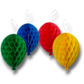 Set de 4 globos decorativos de papel tipo panal en colores verde, azul, rojo y amarillo de PartyStore