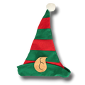 Gorro de duende PartyStore a rayas rojas y verdes con orejas de fieltro y pompón blanco para disfraz navideño