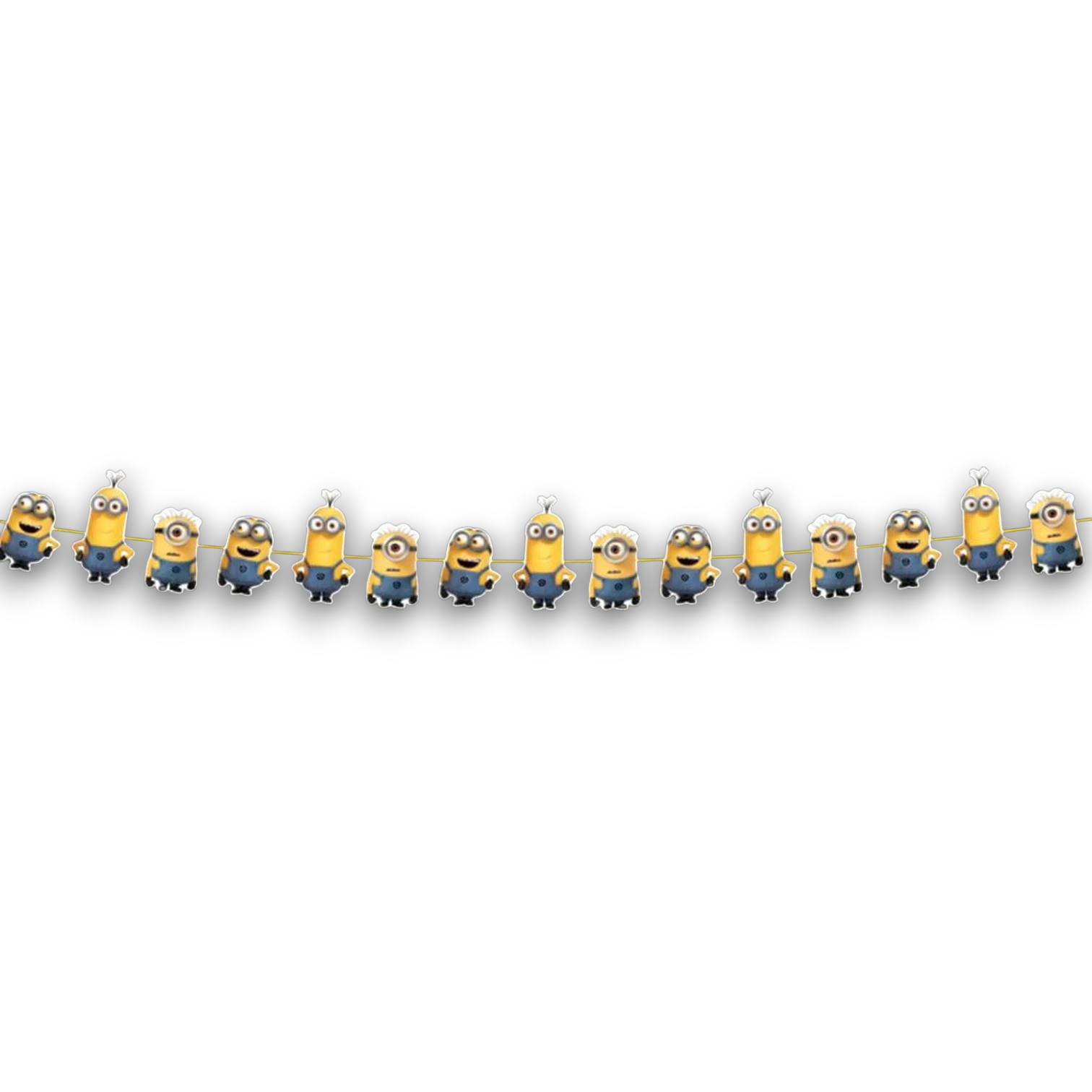 Guirnalda PartyStore de Mi Villano Favorito con figuras de Minions amarillos sobre fondo negro