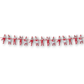 Guirnalda móvil PartyStore con figuras de elfos navideños en diferentes poses sobre una cuerda roja