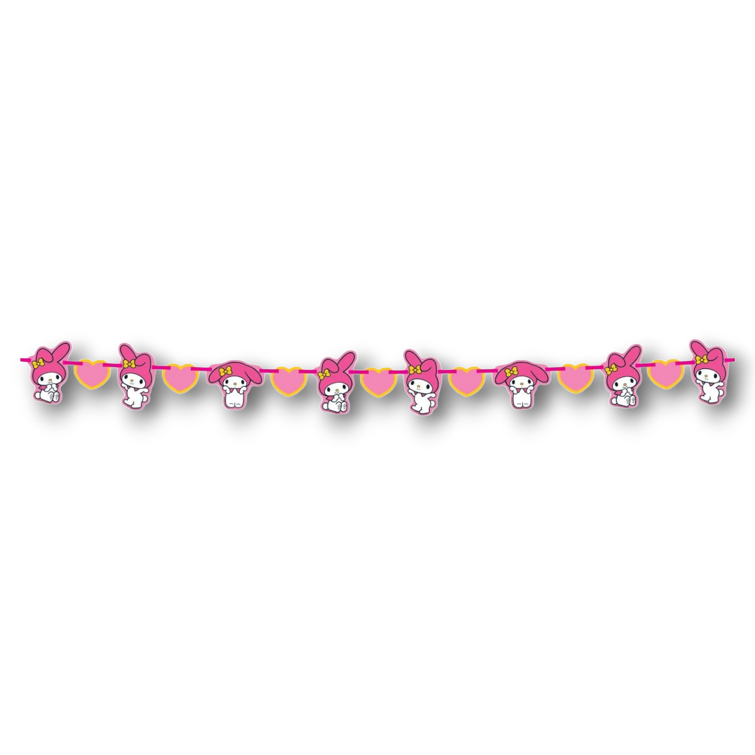 Guirnalda decorativa PartyStore de My Melody con figuras de conejo rosa y corazones para fiestas infantiles