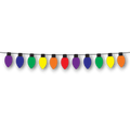 Guirnalda de Navidad PartyStore con focos decorativos de colores brillantes sobre un cable negro