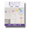 Guirnalda de PartyStore con conejitos de colores pastel y pompones blancos para decoración de Pascua