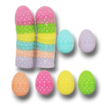 Huevos de Pascua de plástico PartyStore en colores pastel con estampado de lunares blancos, set de 12 unidades