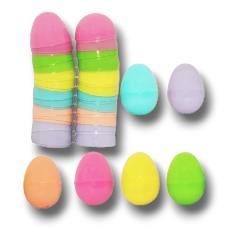 Set de 12 huevos de Pascua de plástico en colores pastel variados de PartyStore para decoración y búsqueda de huevos