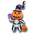 Decoración inflable de Halloween PartyStore con forma de esqueleto, calabaza y sombrero de bruja con paleta