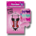 Juego PartyStore Ponlo En Su Lugar para despedida de soltera con póster de corsé, antifaz y pegatinas de lazos