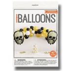 Kit de arco de globos PartyStore con calaveras doradas de papel aluminio y globos de látex negros, blancos y dorados