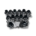 Kit de fiesta PartyStore para Año Nuevo con sombreros de copa negros, collares plateados y matracas para 100 personas